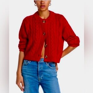 AQUA Cable Knit Cardigan Sweater Women’s Size M